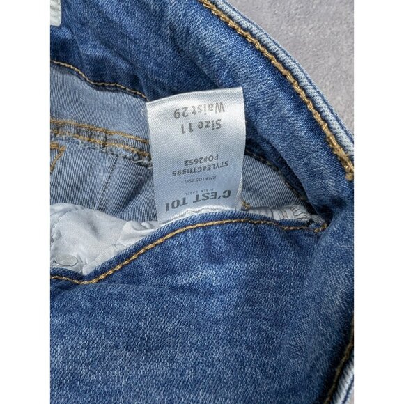 C'est Toi High Rise Jeans Womens Size 11 29 Light Wash Distressed Modern - Picture 3 of 11